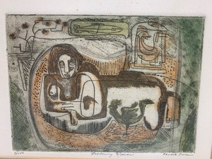 lot 154 image: Orig Vintage Hand Signed Numbered 1950s Cubist Lithograph - Reclining Woman