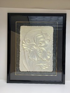 lot 163 image: Large Signed Original Embossed Floral Artwork - Signed Peck