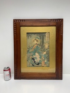 lot 166 image: Very Nicely Framed Vintage Woodblock Print
