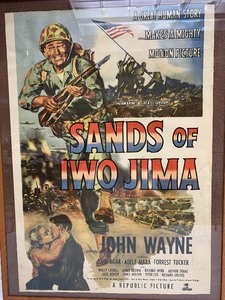 lot 173 image: Framed Vintage Movie Poster - Sands of Iwo Jima wJohn Wayne