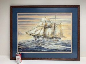 lot 172 image: Excellent Original Watercolor & Ink Nautical Ship Painting - Signed Mark Cannon