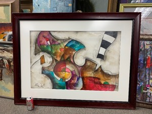 lot 177 image: LARGE Framed Signed Abstract Original ArtworkPainting by MN Artist Eric Waugh