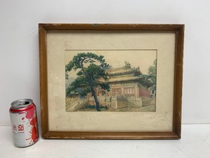 lot 200 image: Signed 1950s Original Drawing -Temple - Miao Tau 