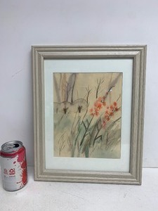 lot 199 image: Framed Orig Vintage Japanese Style Watercolor Painting