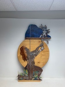 lot 192 image: Original Signed Mixed Media Folk Artwork - Reach by Bruce Morness