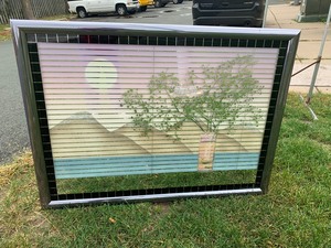 lot 204 image: LARGE Signed Vintage 80s Retro Mirrored Artwork