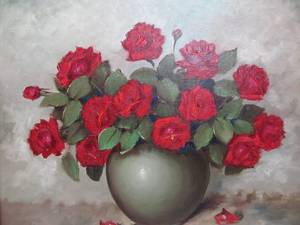 lot 205 image: Mid Century Original Floral Bouquet Painting Still Life Signed