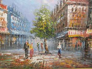 lot 207 image: Original Burnett Paris Street Scene Painting Signed