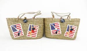 lot 11 image: Set of 2 Xhilaration Woven Corn Husk Pin Up Tote Bags