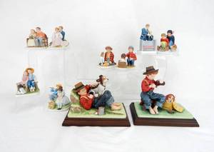 lot 96 image: Lot of 10 Vintage Dave Grossman Limited Edition Norman Rockwell Figurines