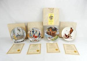 lot 92 image: Set of 4 Vintage 1980s Norman Rockwell Hoyle Limited Edition Collector Plates