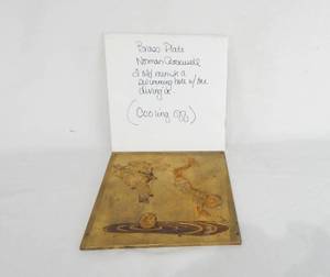 lot 16 image: Vintage Norman Rockwell Cooling Off Brass Embossing Plate