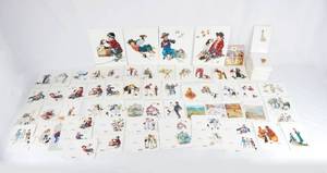 lot 74 image: Huge Lot of 500 Assorted Norman Rockwell Postcards and Cards