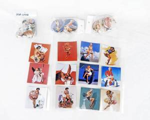 lot 52 image: Lot of Vintage Pin Up Stickers, Pin Back Buttons and Mirrors