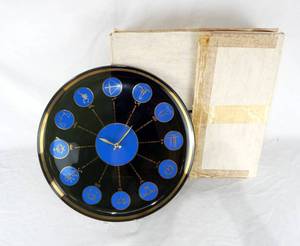 lot 27 image: Vintage Glass Zodiac Clock