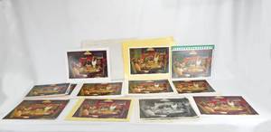 lot 117 image: Lot of 100 Vintage CM Coolidge A Bold Bluff Including Cabin Still Bourbon and Shiner Beer Branded Prints