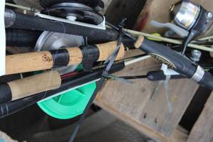 Lot of (9) Assorted Ice Fishing Poles