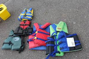 Lot of (5) Life Preservers - (1) Adult, (4) Youth