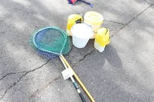 (2) Fish Nets, (4) Fish Buckets
