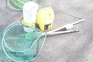 (2) Fish Nets, (4) Fish Buckets