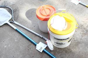 (3) Fish Nets, (3) Fish Buckets
