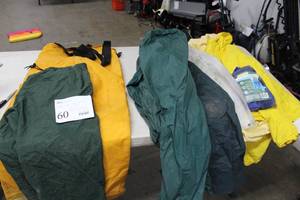 Lot of (7) Rain Gear - (3) Jackets Size Large, Pants Size X-Small, (3) Pants Size Small