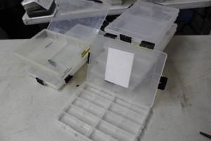 Lot of (8) Falcon FTO300 Plastic Utility Tackle Boxes