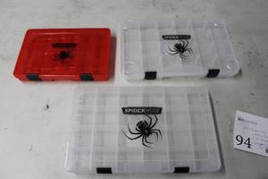 Lot of (3) Spider Wire Plastic Utility Tackle Boxes