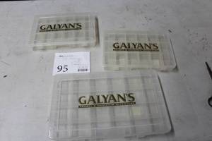 Lot of (3) Galyans Plastic Utility Tackle Boxes