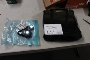 (2) Flashlights, (2) Plano Folding Fishing Bags