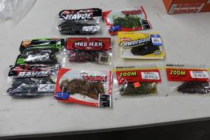 Lot of (9) Misc. Rubber Bait (in original packaging) - Havoc, Power Bait, Zoom, Yum, TriggerX, Man Man