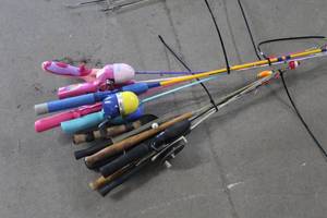 Lot of (10) Childrens Fishing Rod with Reel
