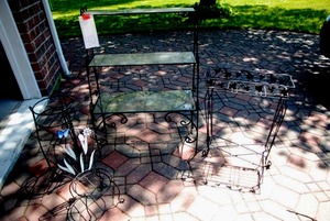 Metal garden holders and glass shel...