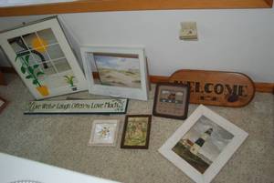 Lot of hanging home decor...