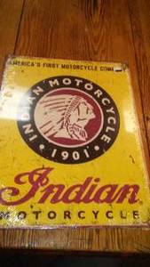 Indian Motorcycle Metal Sign.