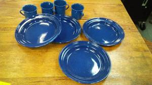 Enamelware Plates and Cups (4 ea.)