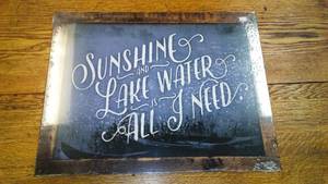 Sunshine and Lake Water Metal Sign