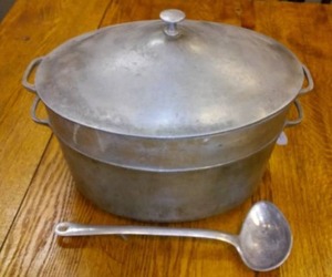 Vintage Double Roaster with Divided Tray, Cast Aluminum