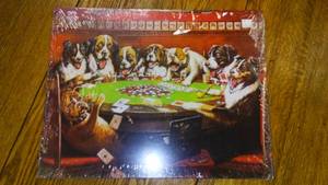 Dogs Playing Cards Metal Sign