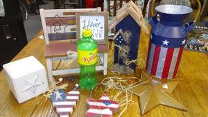 Americana dcor 4th of July Bench Can Birdhouse and more