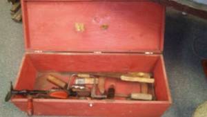 Vintage Wood Toolbox with Contents