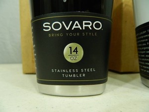 2 New Sovaro Stainless Steel Tumblers  Cups with Lids