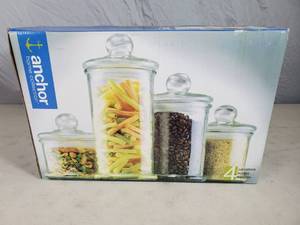 New Anchor Hocking 4 Piece Glass Canister Set