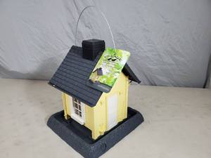 New Village Collection Yellow Cottage Birdfeeder