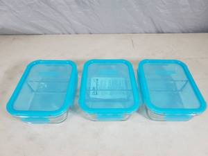 3 New Glass Pyrex Storage Containers with Latching Lids