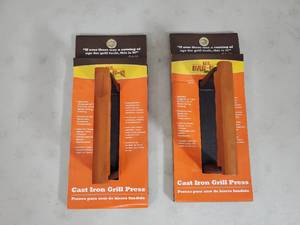 2 New Cast Iron Grill Presses