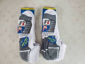 6 New Pair Mens Big and Tall Russell Socks