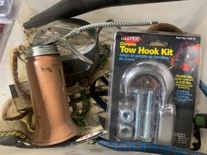 Box of misc tow hooks
