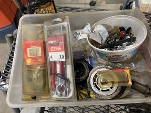 box of misc  Electric Fuel Pump and other