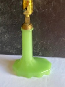 lot 19 image: Houzex Vintage Jadeite Lamp or Vintage Houze Nile Green Table Lamp
